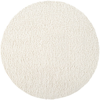 SOSO Round Shaggy Solid Color Plush Pile Cream Area Rug 120 x 120 cm
