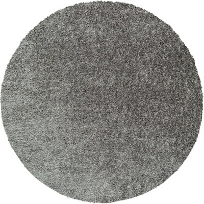 SOSO Round Shaggy Solid Color Plush Pile Dark Grey Area Rug 160 x 160 cm
