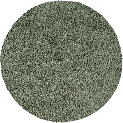 SOSO Round Shaggy Solid Color Plush Pile Green Area Rug 160 x 160 cm