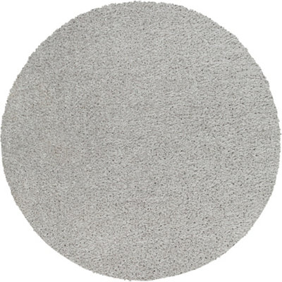 SOSO Round Shaggy Solid Color Plush Pile Light Grey Area Rug 160 x 160 cm