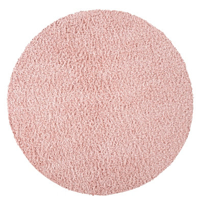 SOSO Round Shaggy Solid Color Plush Pile Pink Area Rug 120 x 120 cm