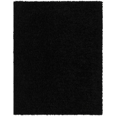 SOSO Shaggy Solid Color Plush Pile Black Area Rug 200 x 275 cm