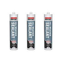 Soudal All Weather Sealant Clear 290ml-Weatherproof, High-performance - Pack of 3