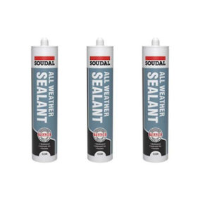 Soudal All Weather Sealant Clear 290ml-Weatherproof, High-performance - Pack of 3