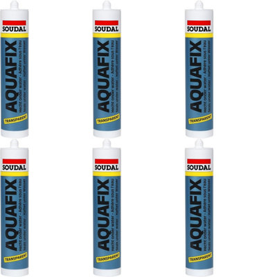 Soudal Aquafix All Weather Sealant, Clear, Seals Underwater 300ml  (Pack of 6)