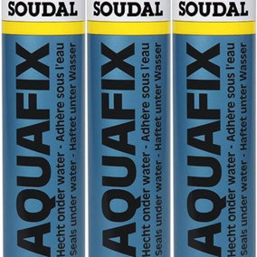 Soudal Aquafix All Weather Sealant, Clear, Seals Underwater300ml 3323 (104789) (Pack of 3)