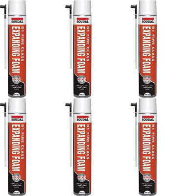 Soudal B1 Fire & Acoustic PU Expanding Foam Gap Filler 750ml (Pack Of 6 ...