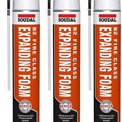 Soudal B2 Fire & Acoustic Expanding Foam Hand Held 750ml 128449 (Pack ...