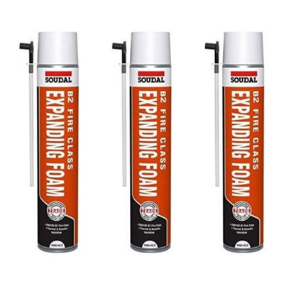 Soudal B2 Fire & Acoustic Expanding Foam Hand Held 750ml 128449 - Pack of 3