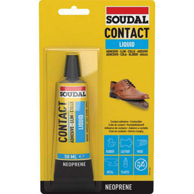 Soudal Contact Liquid Neoprene Glue 50ml - Waterproof, Clear - Pack of 3