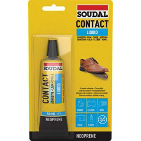 Soudal Contact Liquid Neoprene Glue 50ml - Waterproof, Clear