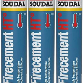 Soudal Firecement HT High Temperature Resistant Black, 300ml 6017 (108264) (Pack of 3)