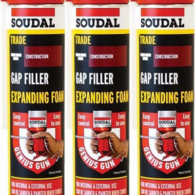Soudal Gap Filler Expanding Foam Genius Gun 750ml 9353. (123236) (Pack