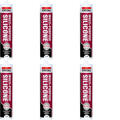 Soudal Multi Purpose Silicone Sealant, Clear 270ml (Pack of 6)