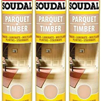 Soudal Parquet Joint Sealant 300ml Laminate Wooden Medium Oak (125589) (Pack of 3)