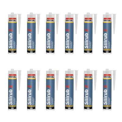 Soudal SILIRUB 2 Silicone Sealant 300ml - Brilliant White (Pack of 12)