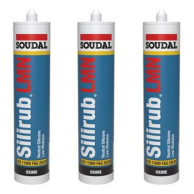 Soudal Silirub LMN Neutral Silicone - 300ml  - Brown (Pack of 3)