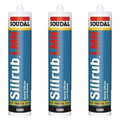 Soudal Silirub LMN Neutral Silicone - 300ml - Chartwell Green (Pack of 3)