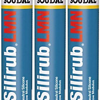 Soudal Silirub LMN Neutral Silicone Sealant, Anthracite Grey, 300ml RAL 7016 (130268) (Pack of 3)