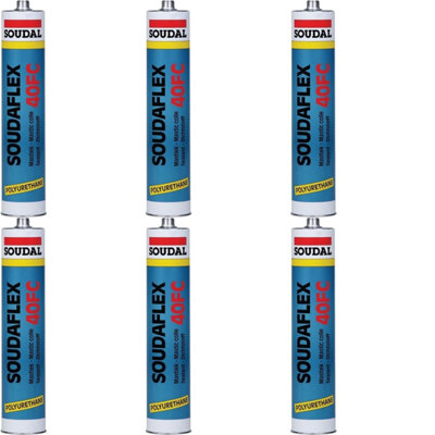 Soudal Soudaflex 40 FC Polyurethane Sealant / Adhesive, Black, 310 ml 4143 (102643) (Pack of 6)