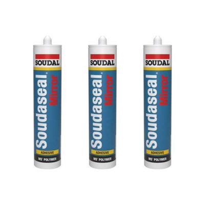 Soudal Soudaseal Mirror Sealant Grey 290ml-MS Polymer, Waterproof - Pack of 3