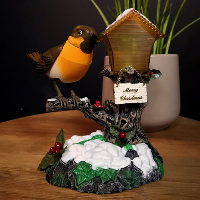 Sound Activated Animated Robin on House Chirps "We Wish You a Merry Christmas" Price Comparisons | Compare The Build