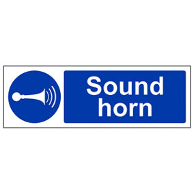 Sound Horn Road / Warehouse Safety Sign - Rigid Plastic - 450x150mm (x3)