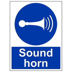 Sound Horn Warning Mandatory Sign - Adhesive Vinyl - 300x400mm (x3)