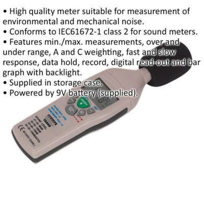 Sound Level Decibel Meter - High Quality Noise Measuring Tool - Digital ...
