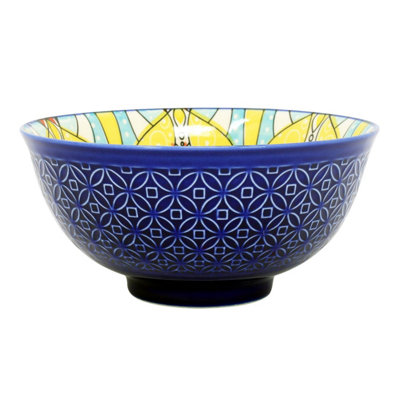 Soup Bowl Stoneware Blue Mandala 15cm Broth Cereal Ramen Side Bowl ...