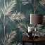 South Beach Palm Leaf Wallpaper Emerald Green Fine Decor FD42679