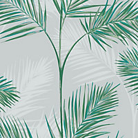 South Beach Palm Leaf Wallpaper Stone Fine Decor FD42678