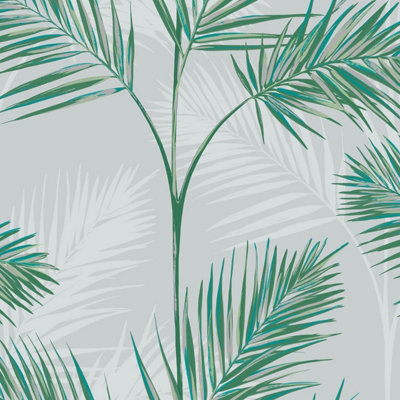 South Beach Palm Leaf Wallpaper Stone Fine Decor FD42678