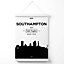 Southampton Black and White City Skyline Poster with Hanger / 33cm / White