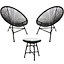 Southbury Designer Egg  String Chair Bistro Garden Set - Black