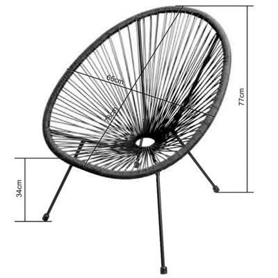 Southbury Designer Egg String Chair Bistro Garden Set - Black