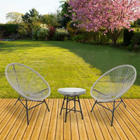Southbury Designer Egg  String Chair Bistro Garden Set - Grey