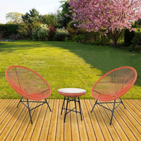 Southbury Designer Egg  String Chair Bistro Garden Set - Orange