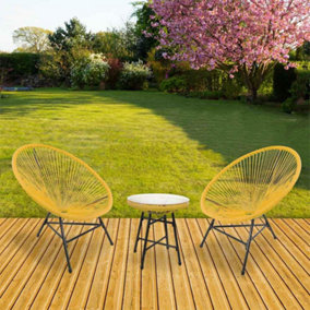Southbury Designer Egg  String Chair Bistro Garden Set - Yellow