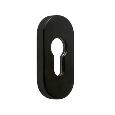 Infinity Decor Keyhole Cover Escutcheon Oval/Euro/Bathroom Thumb Turn Pewter/Black (Pairs) (Bath Thumb Turn Black - View #3