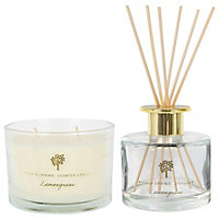 Soy Wax Scented Candle & Reed Diffuser Set - 350g - Lemongrass