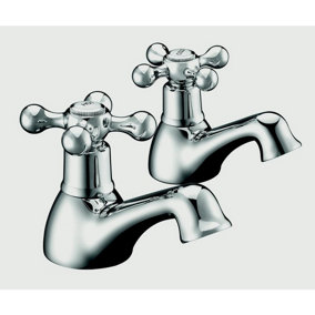 SP Traditional Bathroom Taps (Pack of 2) Silver (One Size)