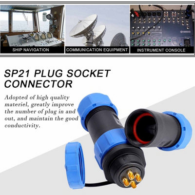 SP21 IP68 4-Pin Waterproof Plastic Aviation Plug and Socket Inline ...