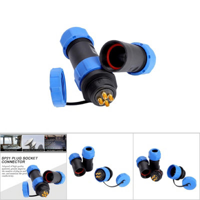 SP21 IP68 4-Pin Waterproof Plastic Aviation Plug and Socket Inline ...