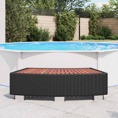 SPA STEP POLY RATTAN 92X45X25 CM BLACK
