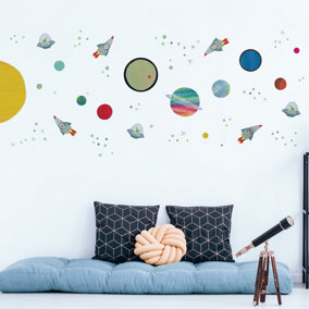 Space Adventure Wall Sticker Pack Children's Bedroom Nursery Playroom Décor Self-Adhesive Removable