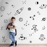 Space Doodles Wall Sticker Pack (Black)