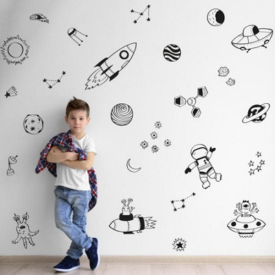 Space Doodles Wall Sticker Pack (Black)