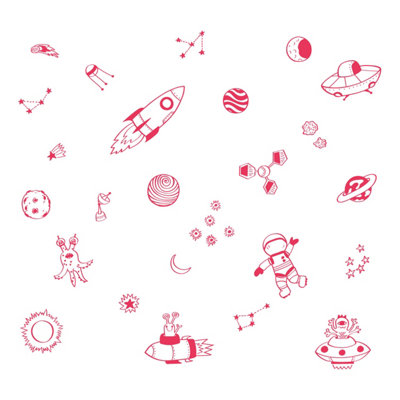 Space Doodles Wall Sticker Pack (Pink)