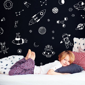 Space Doodles Wall Sticker Pack (White)